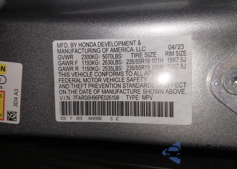 2023 Honda Cr-V Hybrid Sport Touring z USA, uszkodzony, nr VIN 7FARS6H96PE026108